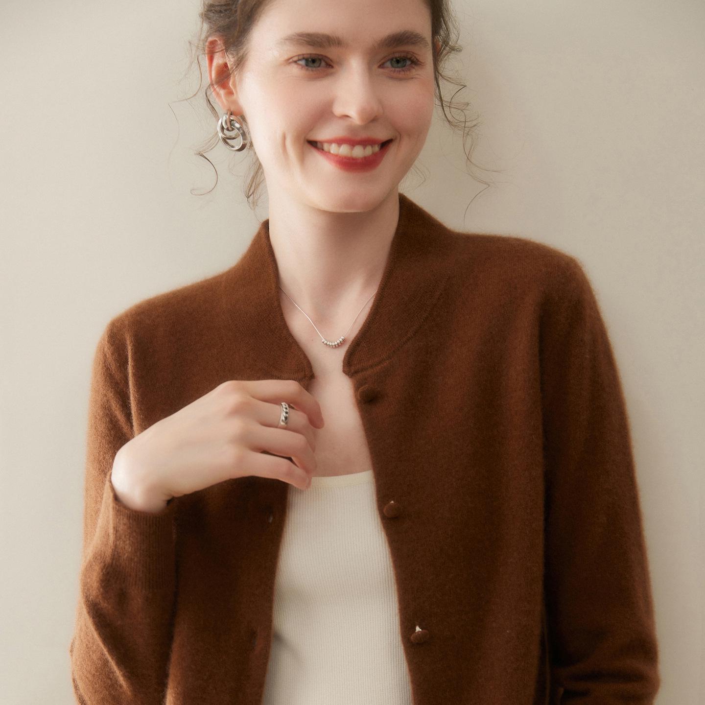 

Women s Half High Neck Cashmere Cardigan - Autumn/Winter Frog Button Slimming Sweater Extra Large