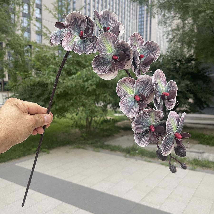 10pcs Phalaenopsis Orchids Artificial Flowers EVA Material 9 Heads Fake Orchid Stems for Wedding Home Decor Outdoor Photography