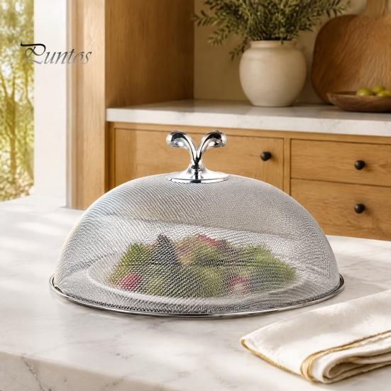 Easy Clean Food Tent for Daily Dining Stainless Steel Mesh Cover with Handle, Insect Control Fine Net Dust Protection Tent, Durable Dome Guard Plates