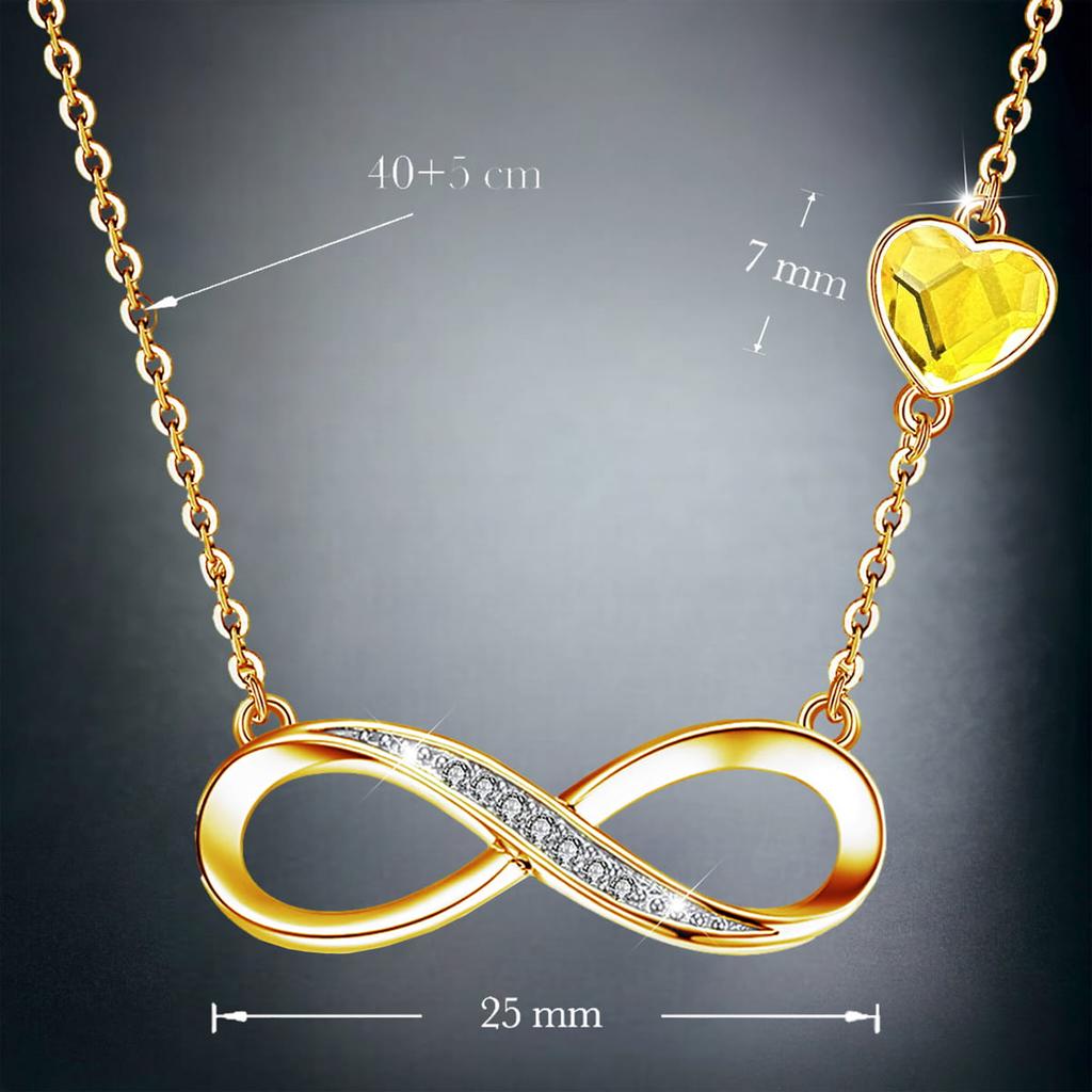 Złoty komplet infinity prezentowy z cyrkoniami - naszyjnik i bransoletka - srebro 925 - pozłacane 24k - sunflower