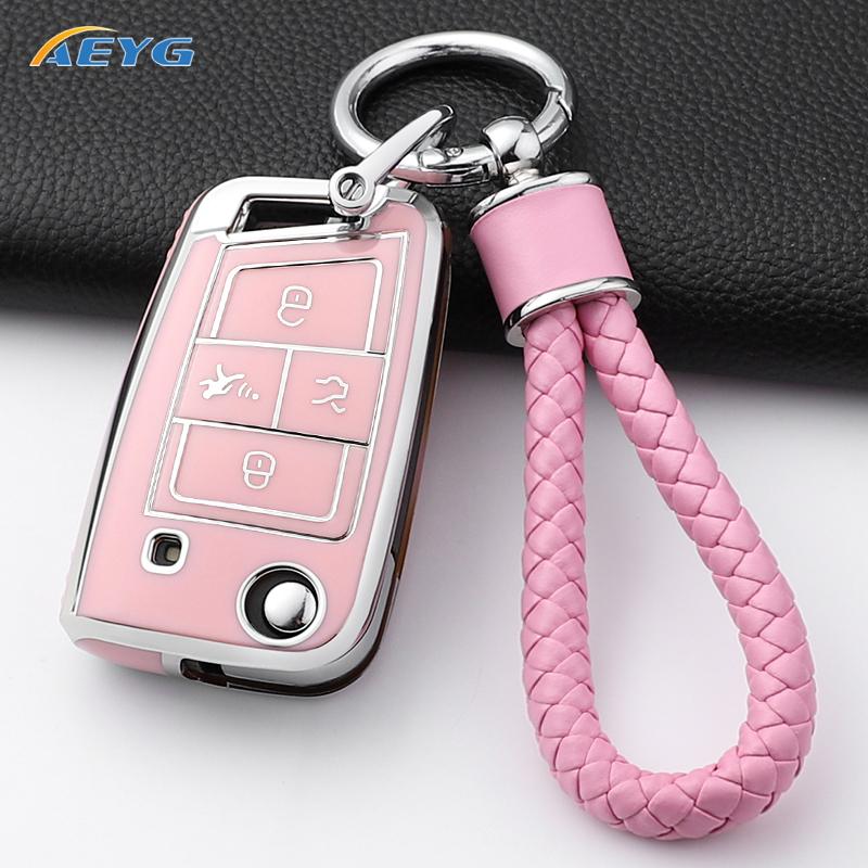 New Tpu Car Key Case Cover Shell Fob For Vw Volkswagen Golf 7 Mk7 Tiguan Mk2 For Seat Ateca Leon Fr 2 Ibiza Keychain Accessories