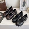 Mary Jane shoes summer 22 beautiful temperament low heel small leather shoes with skirt one word buckle belt shallow mouth single shoes