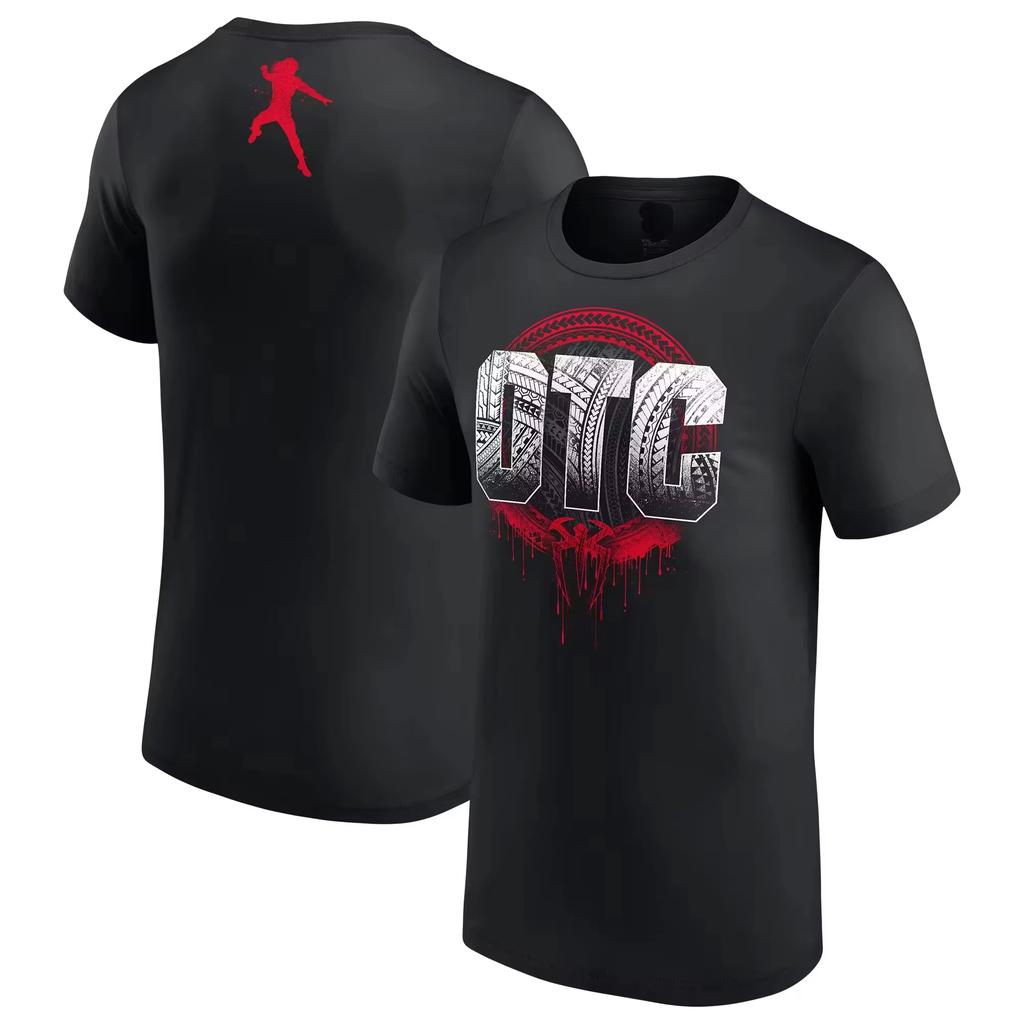 2025 New Men's Roman Reigns OTC 10-Star Print Cotton Tshirt Summer Sports WWE CM Punk Wrestler Tees Short Sleeve Oversized Tops