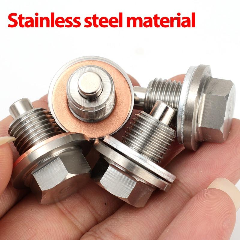 M12x1.25 Magnetic Oil Drain Plug Washer Cr-V Steel Engine Protection Filter Metal Chips Collector for Toyota Honda Nissan Bolts