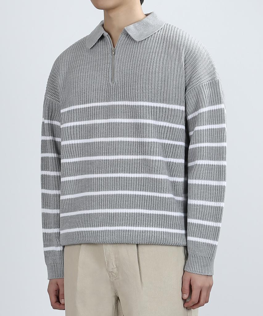 VERYVAIN Half Stripe Collor Knit (Gray)