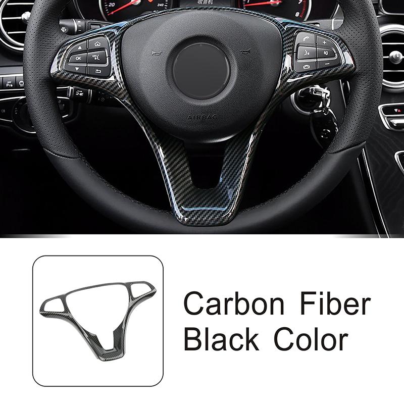 Carbon Fiber Style Steering Wheel Buttons Frame Cover Trim For Mercedes Benz CLA C117 A Class W176 2013-2018 1 piece