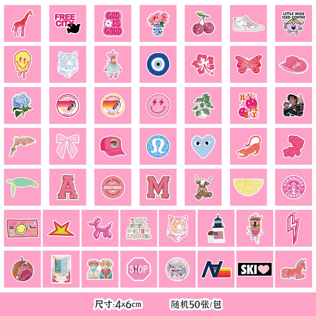 50 Pictures of Non-repeat Cute Style Graffiti Stickers Mobile Guitar Decoration Waterproof Stickers Children DIY Hand Account Stickers