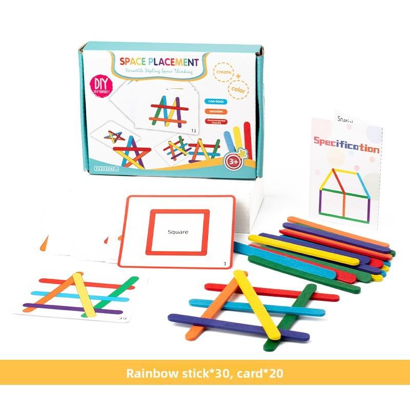 Wooden Counting Rainbow Educational Toy Preschoolers Primary School Students