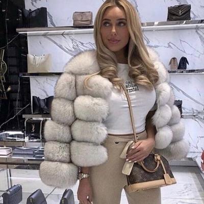 European & American Faux Fox Fur Slim Fit Short Coat for Women