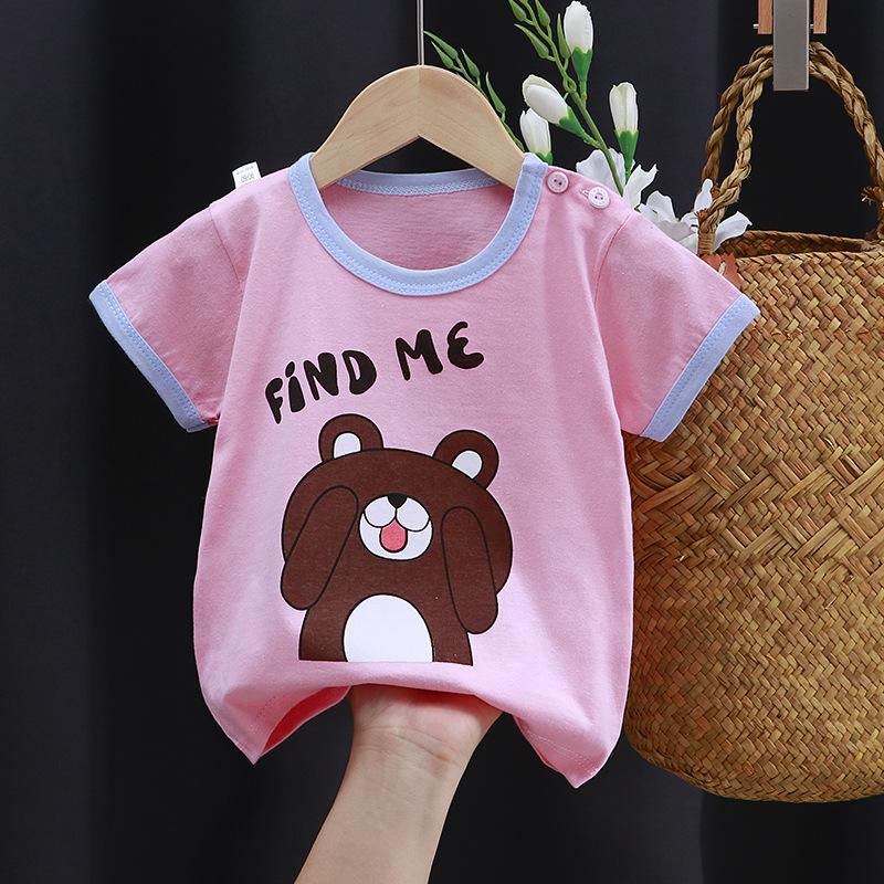 Kinder-Cartoon-Baumwoll-T-Shirt: Kurzärmliges Sommeroberteil für Jungen & Mädchen, Neuer koreanischer Stil