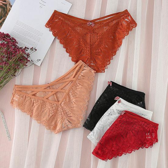 

Женщины Трусики Средняя талия Тонкий прозрачный бант-узел Выдолбленный антисептик Мягкие мульти-ремни Женские трусы для ежедневной носки