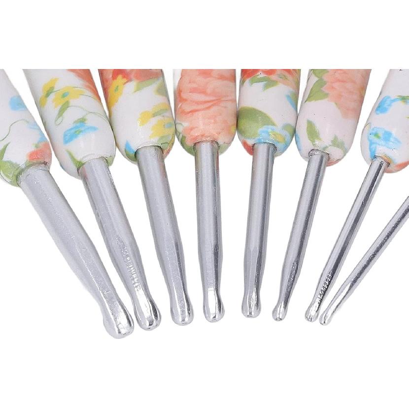 8Pcs Crochet Hook Set, Ergonomic Soft Grip Crochet Handles Yarn Knitting Needles for Arthritic Hand (Yellow Small Flower)