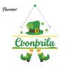 Weather Resistant Wood Sign St. Patrick's Day Wooden Door Sign, Luck Clover Green Hat Themed Hanging Outdoor Waterproof Holiday Plaque, Decorative