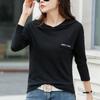 2026 Spring and Autumn Women's Pure Cotton Loose Hooded Long Sleeve T-Shirt, Comfortable Casual Top