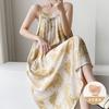 Summer cotton and silk suspender nightgown women's sleeveless chest pad can be worn outside loungewear anti-bumping artificial cotton dress