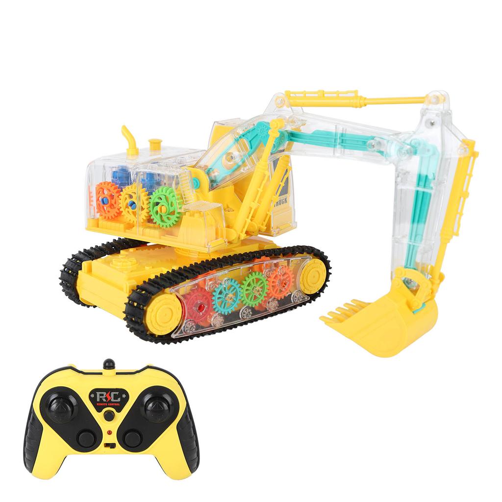2.4GHz Remote Control Excavator Toy Light Up Simulation Sound Transparent Gear Full Function RC