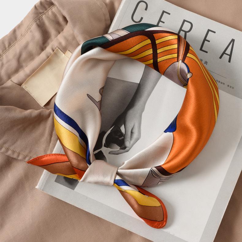 

Korean Style Seven-Color Digital Print Square Silk Neck Scarf - Spring/Summer Collection 53x53 cm