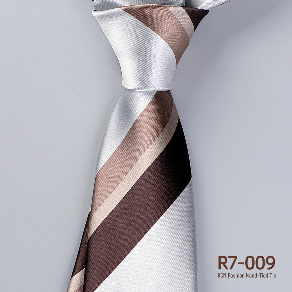 Versatile Retro Striped Tie for Men - Hand-Knotted British Korean Style In Brown, Green, and Blue for Business and Formal Wear.