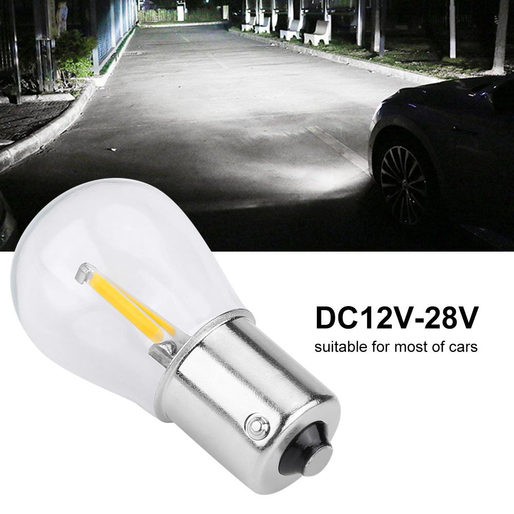 Pair of 1156 Glass Strobe COB LED Car Turn Signal Reverse Light Tail Brake Bulb White Light