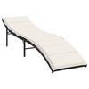 VidaXL Sun Lounger with Black Cushion 55x199x50 Cm Braided Resin, Sunbed, Reclining Lounger, Daybed 368245