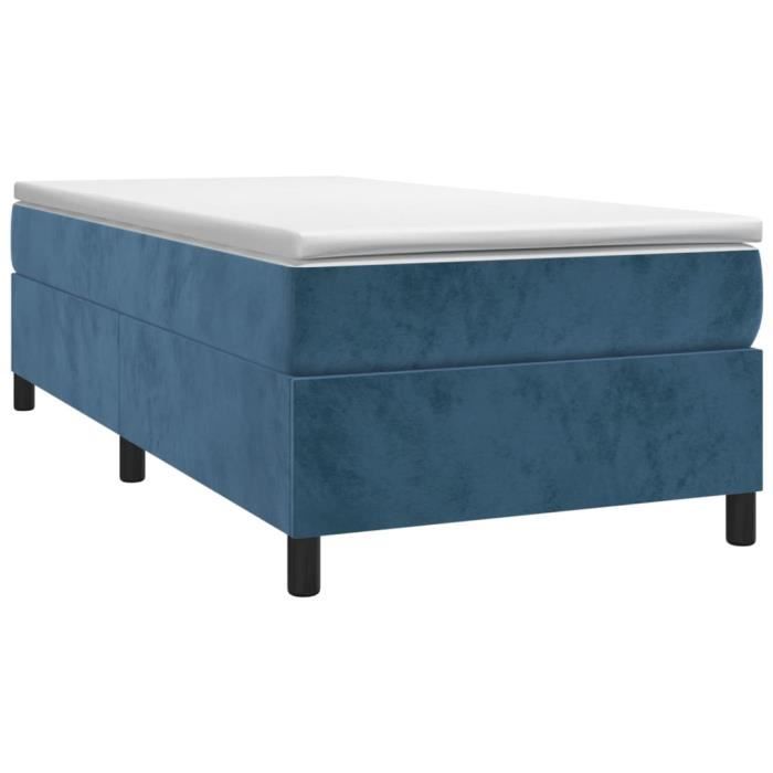 3144667 vidaXL Lit à sommier tapissier avec matelas Bleu foncé 100x200 cm