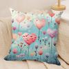 Heart Valentines Day Cushion Cover Silky Short Plush Invisible Zipper Dustproof Sofa Pillow Case for Home Decor