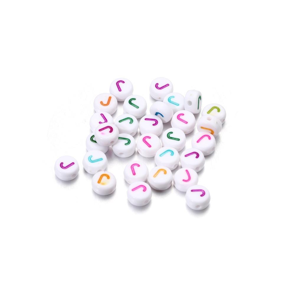 Color Letter Beads On White Background Acrylic English Letter Beads Plastic Round Bracelet Beads 26 Single Letter D