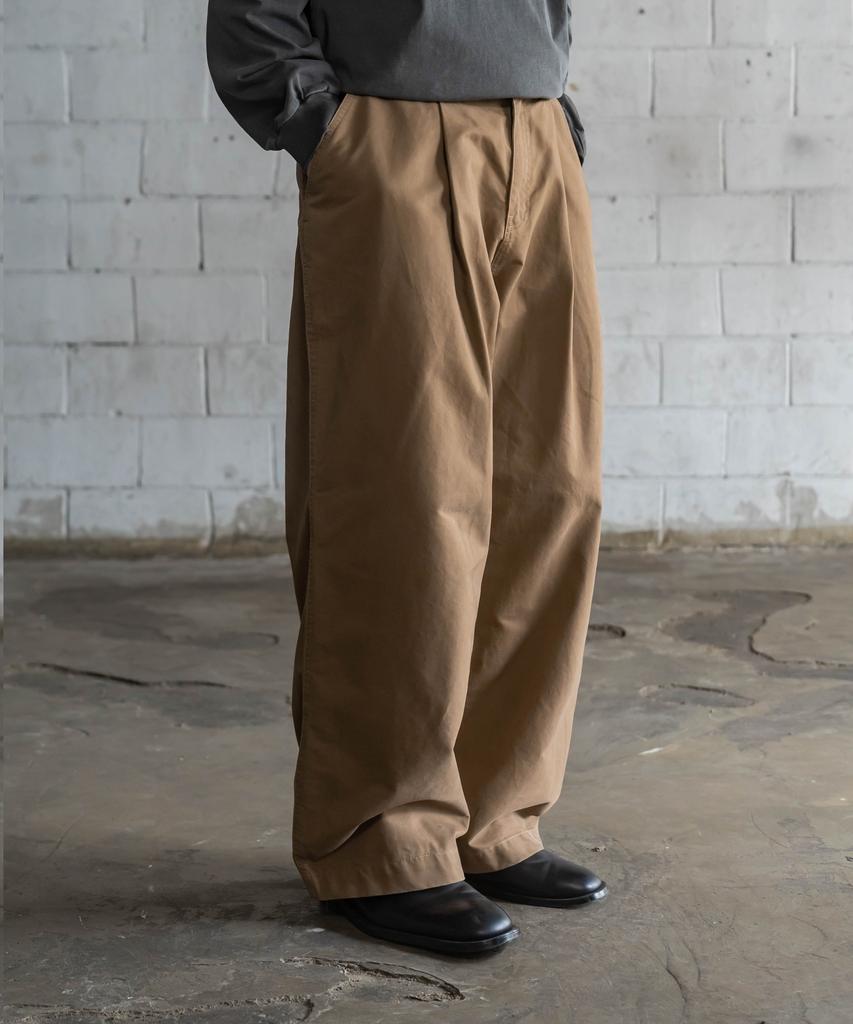 INDUST Vtg Single-Pleat Tab Wide Pants_Brown