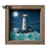 Decorative Picture Frame Sea Glass Art Painting with LED Light, DIY Mosaic Arts and Craft Kit, Light Ocean Themed Beach Kit for Home Office Bookshelf
