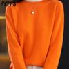 YYFS Women's Fashion Casual Fall Winter Solid Color Print Long Sleeve O-Neck Tops Women's Clothing Woolen Knitwear Sweaters