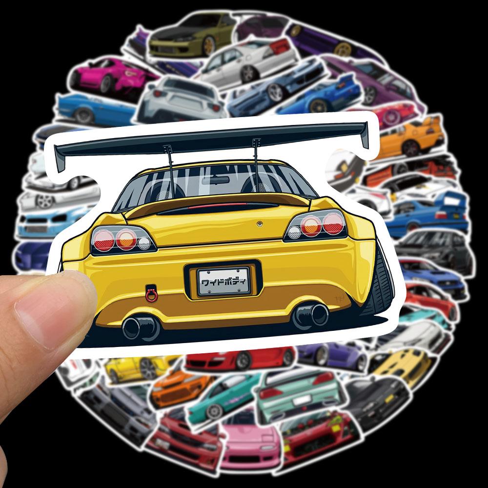 100Pcs Cartoon Jdm Racing Car Graffiti Stickers Waterproof Laptop Guitar Luggage Motorcycle Skateboard Child Stickers Toy