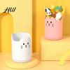 Large Capacity Pen Organizer Holder 360 Degree Rotating Cat Pattern Transparent Stand Design Stationery Desk Accessory