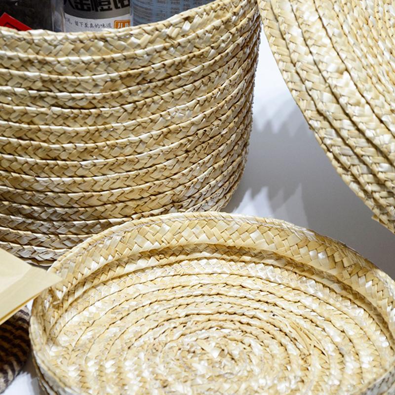 Woven Straw Storage Baskets with Lid Rattan Snack Container Multipurpose Bins Laundry Toys Organizer Household Folding Straw Box
