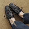 2026 New Style Lace-up Simple Shoes Women's Fashion Neutral Small Single Shoes Niche High-end Sense Thick Heeled Single Shoes