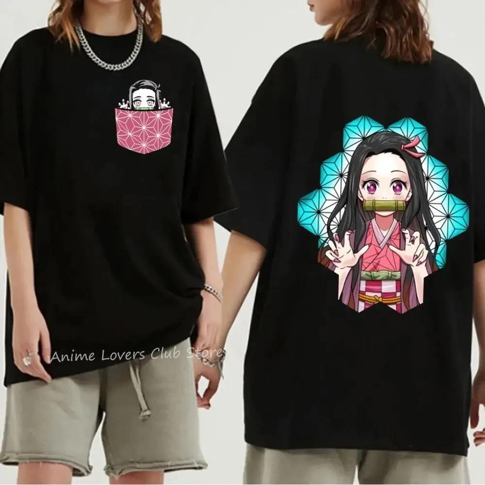 Japanese Anime Demon Slayer Graphic Print T Shirt Summer Oversized Men T-Shirt Fashion Casual Women Crew Neck Short Sleeve Tees