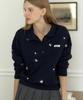 OURHOPE Margaret Embroidery Button-Down Sweatshirt - Navy