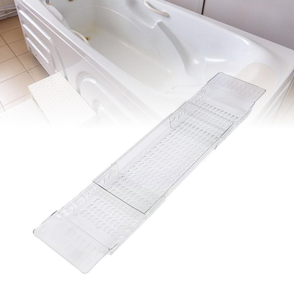 Bathtub Tray Multifunctional Drain Bath Shelf PET Retractable Bathtub Storage Rack for Bathroom