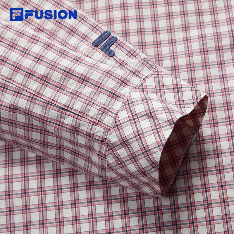 FILA FUSION Couple's Loose Fit Long-Sleeve Plaid Cotton Shirt