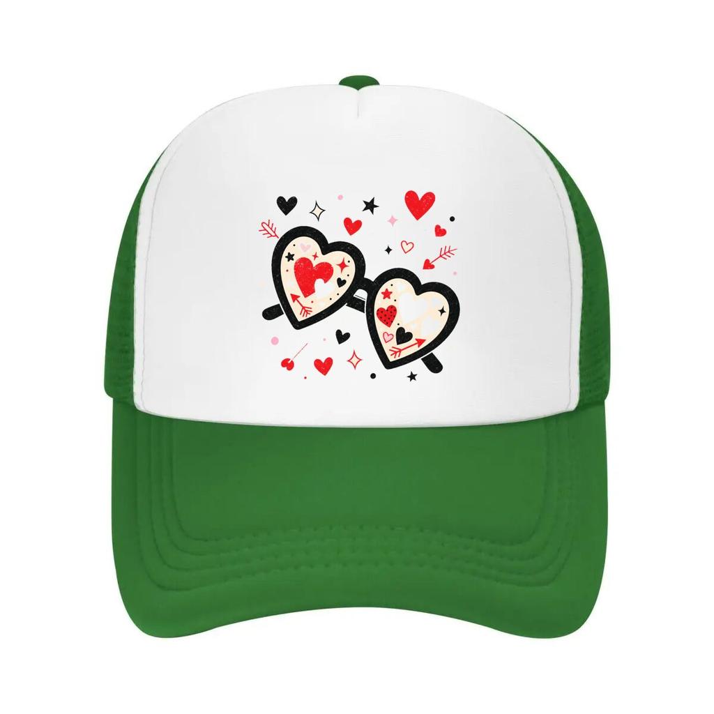 Retro Valentine Love Shades Graphic Mesh Baseball Cap Casual Hat Outdoor For Womens Unisex FeUnisex