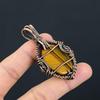 Tiger Eye Pendant, Handmade Gemstone 999 Copper Wire Wrapped Pendant Antique Jewelry, For Gift Silver Jewelry