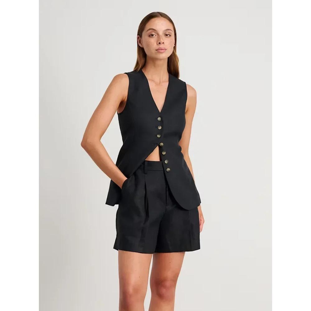 Cotton Linen Chic Casual Vest Shorts Set Women's Fashion Commuter Sleeveless Tank Top Loose Shorts Suits