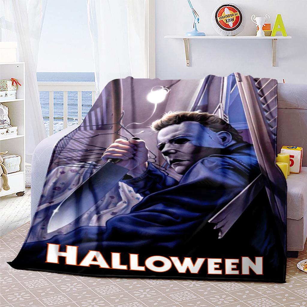 Couverture Affiche de Film d'Horreur Halloween Parfaite Toutes Saisons Douce Confortable Canapé Bureau Sieste Voyage Cadeau Festif
