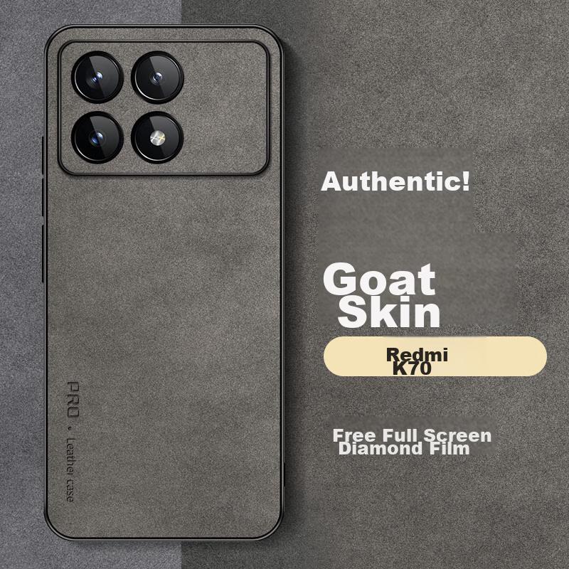 Redmi K70 Phone Case, Redmi K70Pro Protective Cover, Shockproof Lens Full Protection Soft, Simple Luxury Silicone Outer Case, WoAnd Leather Case, Gray