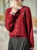 French Fashion Jacquard Wool Knit Cardigan - Women's Slimming Autumn/Winter Sweater Coat