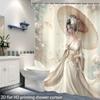 Chinese Geisha Art Shower Curtain Elegant Woman With Umbrella Traditional Asian Style Bath Decor Hd Printed Waterproof Bathroom