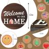 Interchangeable Welcome Sign for Front Door with 4 Seasonal Wreaths and 14 Changeable Icons, Farmhouse Front Door Signs, Door Decoration Porch Decor,