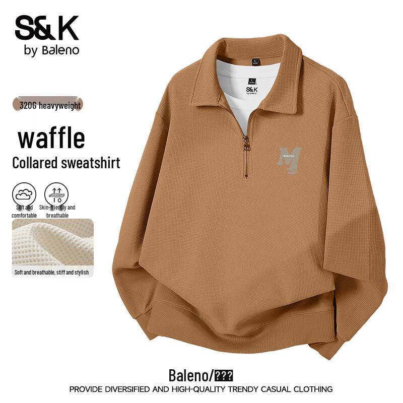 Baleno Men's S&K Waffle Knit Quarter-Zip Polo Sweatshirt