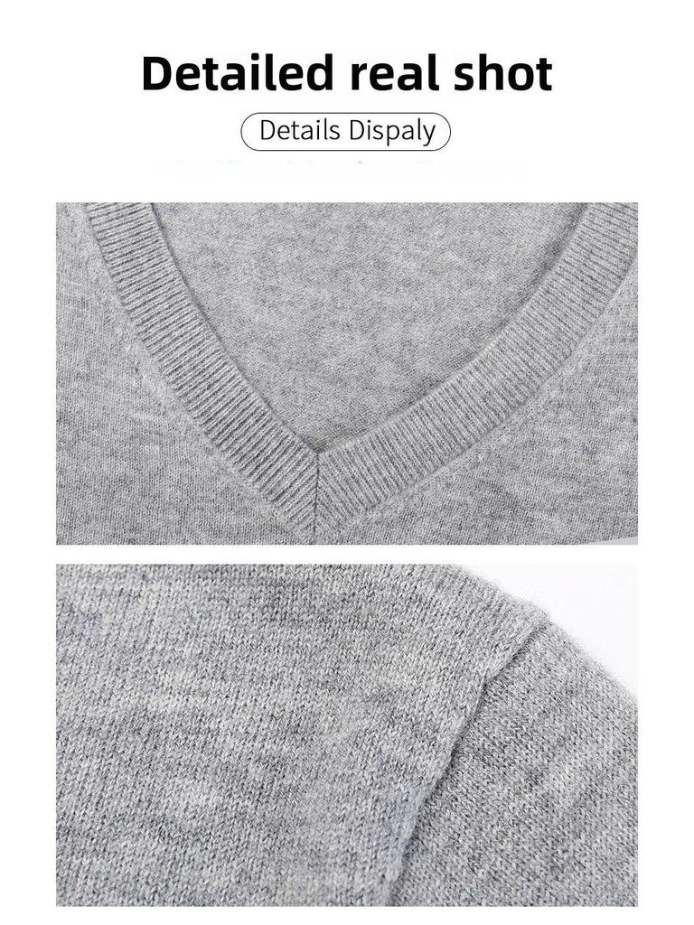 Men's 100% Pure Wool V-Neck Sweater for Autumn/Winter - Knitted All-Match Thin Top
