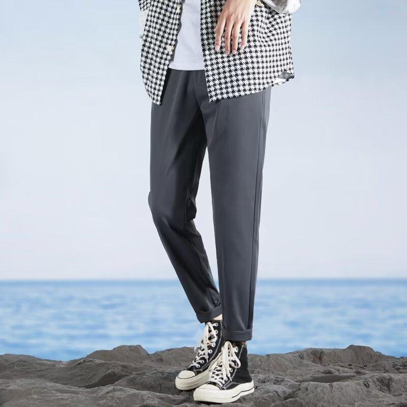 Spring and Summer Suit Pants Men's Pants Trendy Brand Drape Harlan Nine-point Pants Slim-fitting Non-ironing Pants Men's Casual Pants