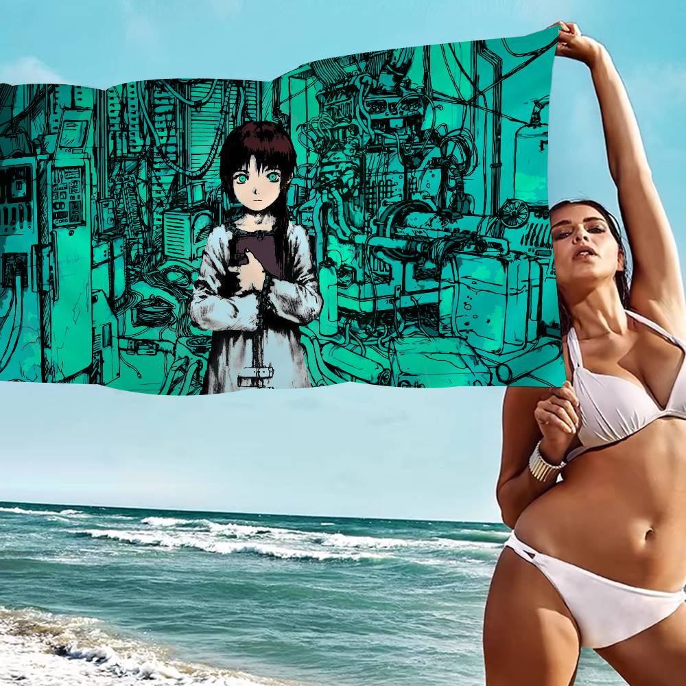 Serial Experiments Lain Anime Microfiber Beach Towel Absorbent Quick Dry Soft Yoga Swimming Resort Mountain Climbing Towel